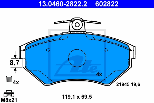 ATE Bremsensatz, Scheibenbremse ijzjsgijf8 Vorderachse belüftet 280mm 22mm für VAG