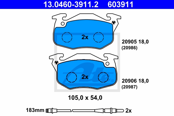 ATE Bremsensatz, Scheibenbremse ijzjsgira1 Vorderachse belüftet 247mm 20mm für PEUGEOT CITROËN RENAULT