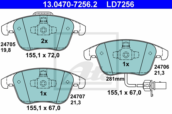 ATE ijzjsgjkt4 Vorderachse belüftet 314mm 25mm für VAG