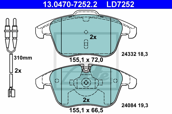 ATE Bremsensatz, Scheibenbremse ijzjsgjln4 Vorderachse belüftet 304mm 28mm für PEUGEOT CITROËN FIAT TOYOTA