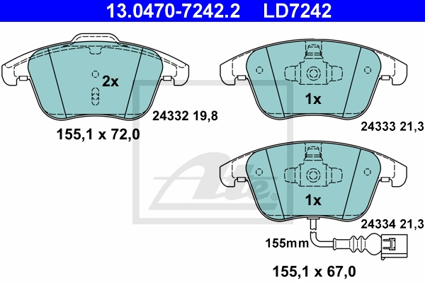 ATE Bremsensatz, Scheibenbremse ijzjsgjvz6 Vorderachse belüftet 312mm 25mm für VAG SKODA SEAT