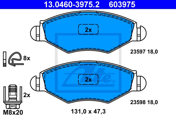 ATE Bremsensatz, Scheibenbremse ijzjsgjwt6 Vorderachse belüftet 247mm 20mm für PEUGEOT CITROËN