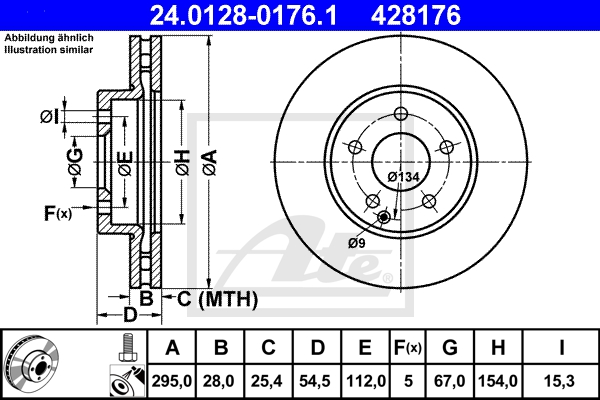 ATE Bremsensatz, Scheibenbremse ijzjsgjyz4 Vorderachse belüftet 295mm 28mm für MERCEDES-BENZ