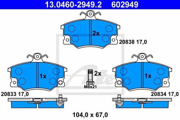 ATE Bremsensatz, Scheibenbremse ijzjsgk556 Vorderachse belüftet 257mm 20mm für FIAT