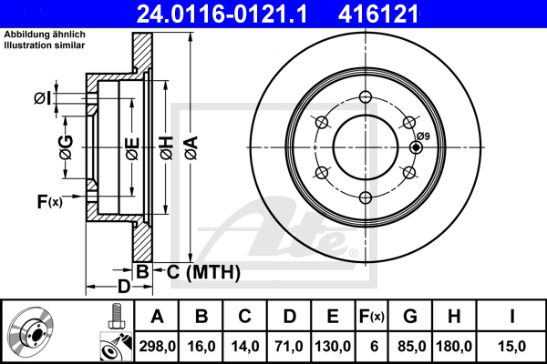 ATE Bremsensatz, Scheibenbremse ijzjsgk7t2 Hinterachse Voll 298mm 16mm für MERCEDES-BENZ VAG