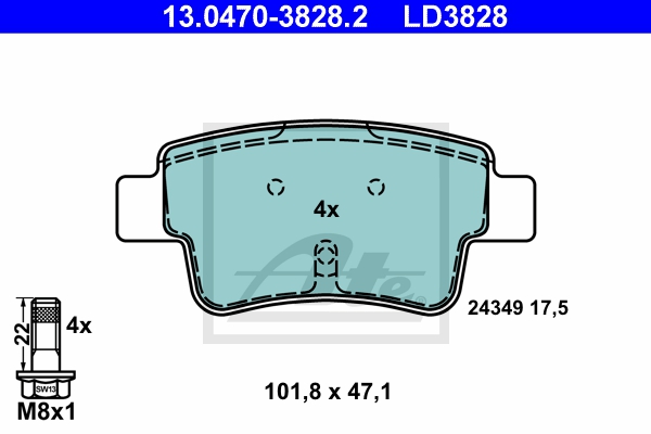 ATE Bremsensatz, Scheibenbremse ijzjsgk8t8 Hinterachse Voll 264mm 10mm für VAUXHALL FIAT OPEL