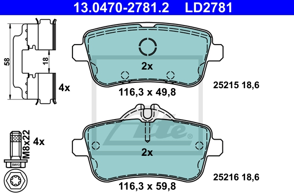 ATE Bremsensatz, Scheibenbremse ijzjsgkkn4 Hinterachse Voll 325mm 14mm für MERCEDES-BENZ MAYBACH