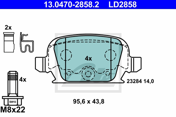 ATE Bremsensatz, Scheibenbremse ijzjsgkot4 Hinterachse Voll 240mm 10mm für OPEL VAUXHALL