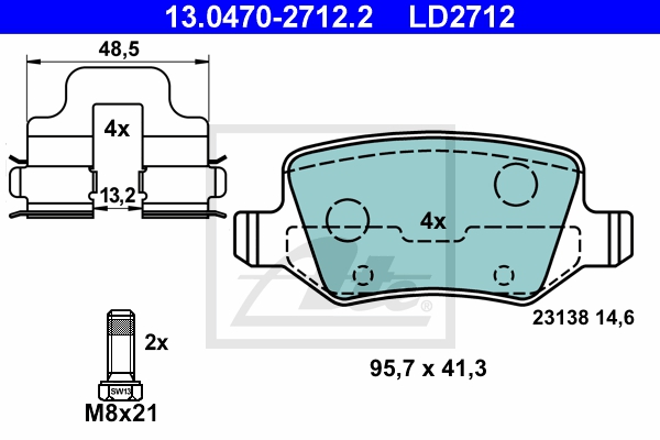 ATE Bremsensatz, Scheibenbremse ijzjsgksb0 Hinterachse Voll 258mm 8mm für MERCEDES-BENZ