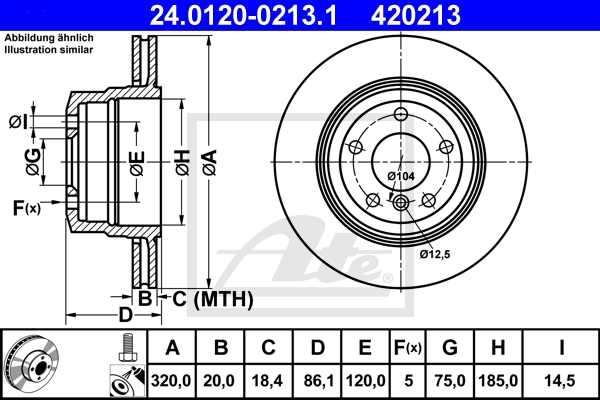 ATE Bremsensatz, Scheibenbremse ijzjsgkz56 Hinterachse belüftet 320mm 20mm für BMW