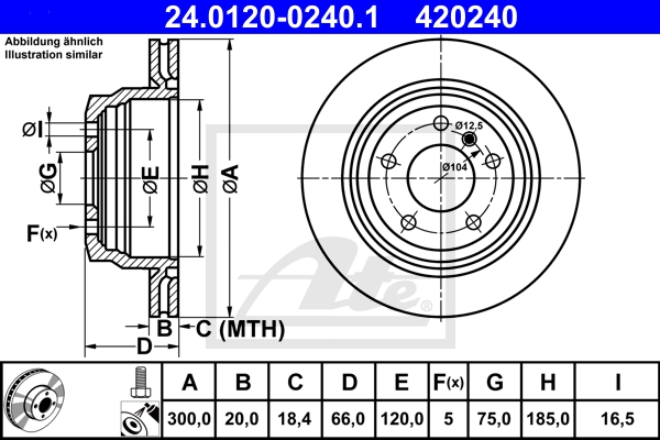 ATE Bremsensatz, Scheibenbremse ijzjsgl850 Hinterachse belüftet 300mm 20mm für BMW
