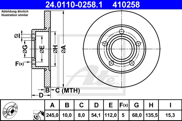 ATE Bremsensatz, Scheibenbremse ijzjsglat6 Hinterachse Voll 245mm 10mm für SEAT VAG SKODA