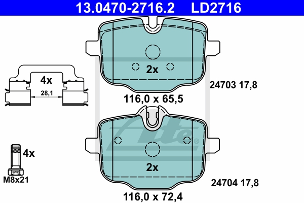 ATE Bremsensatz, Scheibenbremse ijzjsglfb8 Hinterachse belüftet 345mm 24mm für BMW