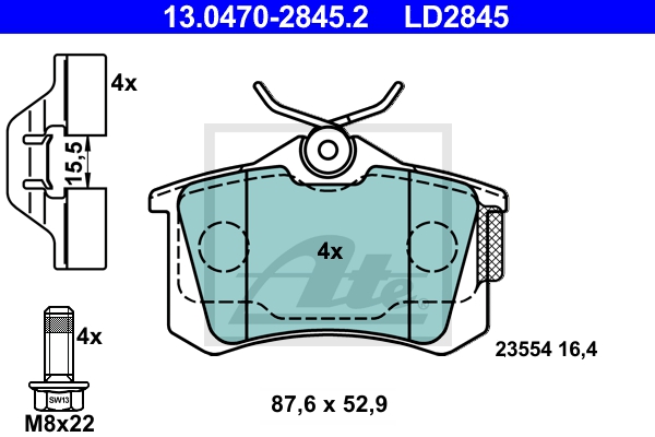 ATE Bremsensatz, Scheibenbremse ijzjsglnn8 Hinterachse Voll 265mm 10mm für RENAULT