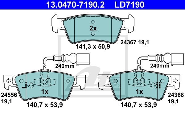 ATE Bremsensatz, Scheibenbremse ijzjsglto5 Hinterachse belüftet 314mm 22mm für VAG