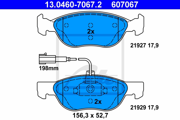 ATE Bremsensatz, Scheibenbremse ik3ebymdr3 Vorderachse belüftet 257mm 20mm für FIAT