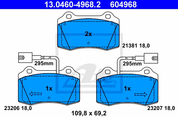 ATE Bremsensatz, Scheibenbremse ik3ebymol2 Vorderachse belüftet 305mm 28mm für FIAT