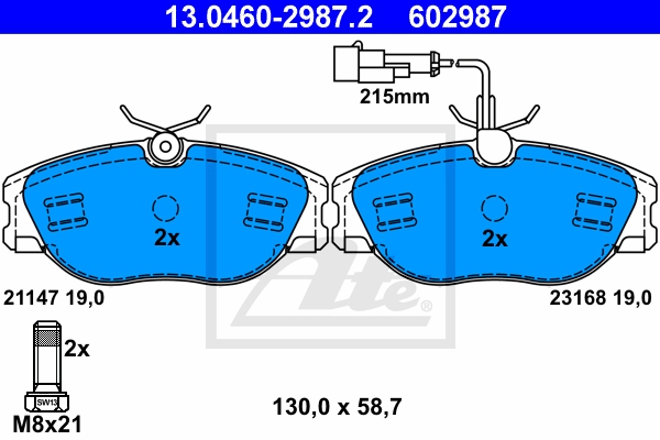 ATE Bremsensatz, Scheibenbremse ik3ebymrh4 Vorderachse belüftet 284mm 22mm für VAUXHALL FIAT OPEL