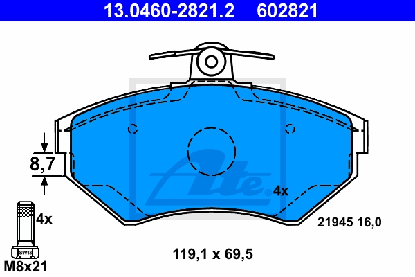 ATE Bremsensatz, Scheibenbremse ik3ebymyk5 Vorderachse Voll 239mm 12mm für VAG SEAT