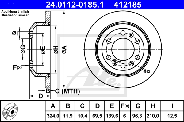ATE Bremsensatz, Scheibenbremse ik3ebyn9o3 Hinterachse Voll 324mm 11mm für KIA HYUNDAI