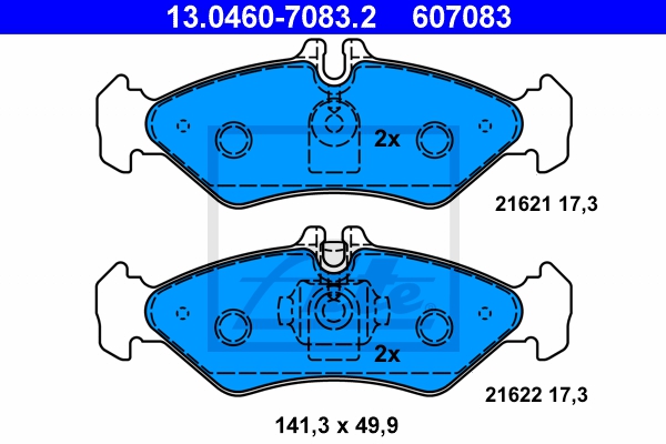 ATE Bremsensatz, Scheibenbremse ik3ebynb59 Hinterachse Voll 258mm 12mm für MERCEDES-BENZ VAG
