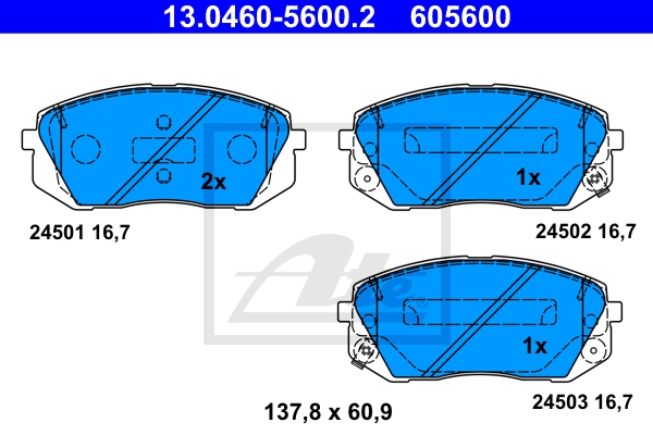 ATE Bremsensatz, Scheibenbremse sg000009b9 Vorderachse belüftet 305mm 25mm für KIA HYUNDAI