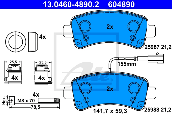 ATE Bremsensatz, Scheibenbremse sg00000ci6 Hinterachse belüftet 300mm 22mm für FIAT PEUGEOT CITROËN