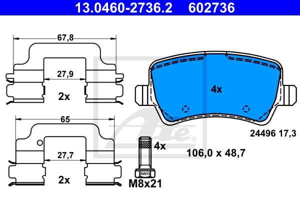 ATE Bremsensatz, Scheibenbremse sg00000cu8 Hinterachse belüftet 336mm 28mm für FORD VOLVO