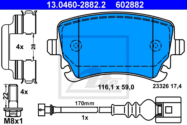 ATE sg00000cuk Vorderachse belüftet 308mm 29mm für VAG