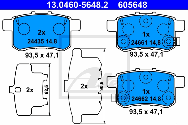 ATE Bremsensatz, Scheibenbremse sg00000cur Hinterachse Voll 296mm 9mm für HONDA