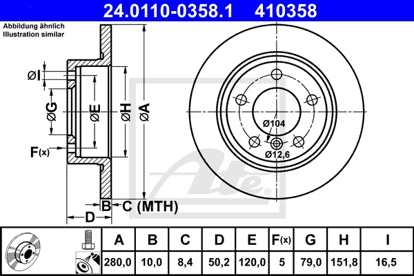 ATE Bremsensatz, Scheibenbremse sg00000cvk Hinterachse Voll 307mm 10mm für MINI BMW
