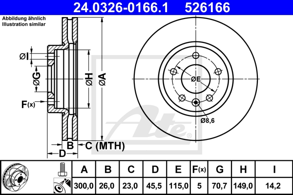 ATE Bremsensatz, Scheibenbremse sg00000cvq Hinterachse Voll 292mm 12mm für OPEL VAUXHALL CHEVROLET