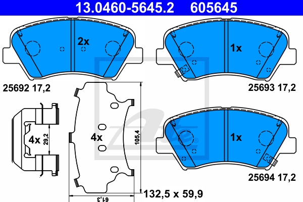 ATE Bremsensatz, Scheibenbremse sg00000cw7 Hinterachse Voll 262mm 23mm für KIA HYUNDAI SSANGYONG