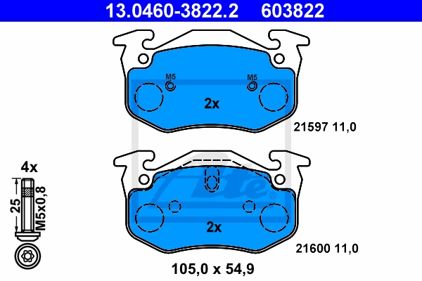 ATE Bremsensatz, Scheibenbremse sg00000cwo Vorderachse Voll 238mm 8mm für PEUGEOT RENAULT NISSAN