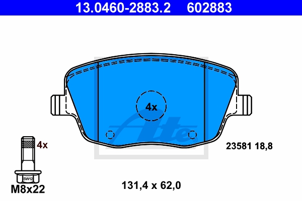 ATE Bremsensatz, Scheibenbremse sg00000cxx Hinterachse Voll 230mm 9mm für SEAT VAG SKODA