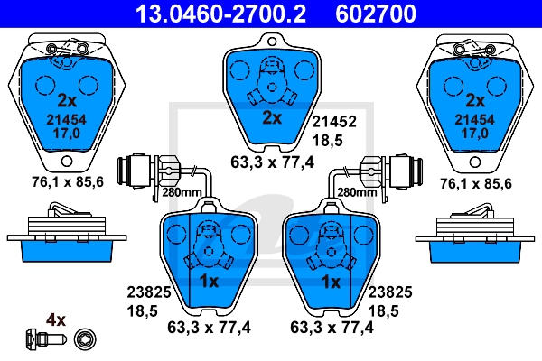 ATE Bremsensatz, Scheibenbremse sg00000cy2 Hinterachse belüftet 314mm 30mm für VAG