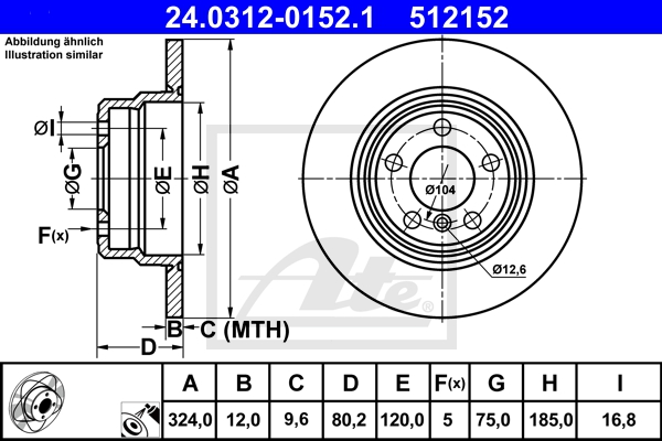 ATE Bremsensatz, Scheibenbremse sg00000cz1 Hinterachse Voll 332mm 29mm für BMW LAND ROVER