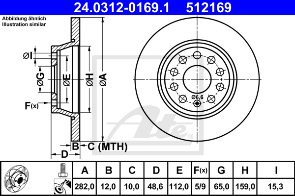 ATE Bremsensatz, Scheibenbremse sg00000cz2 Hinterachse Voll 345mm 30mm für VAG SKODA SEAT