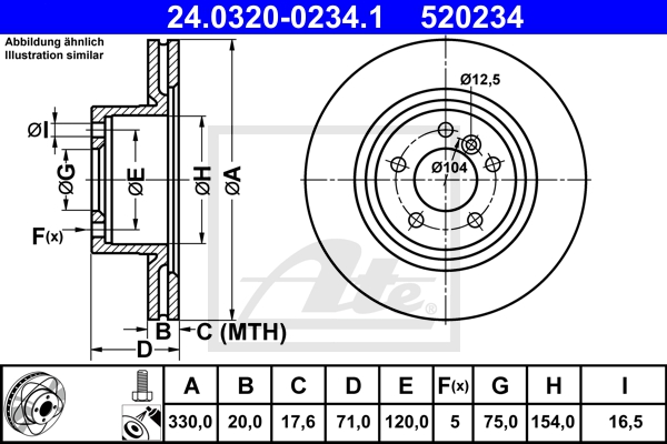 ATE Bremsensatz, Scheibenbremse sg00000czo Vorderachse belüftet 328mm 20mm für BMW