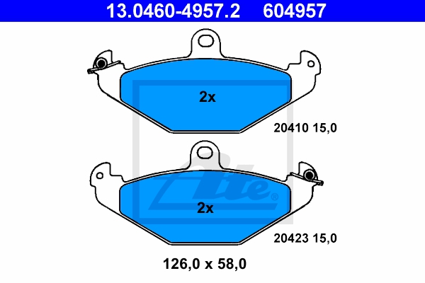 ATE Bremsensatz, Scheibenbremse sg00000d0t Hinterachse Voll 262mm 10mm für RENAULT