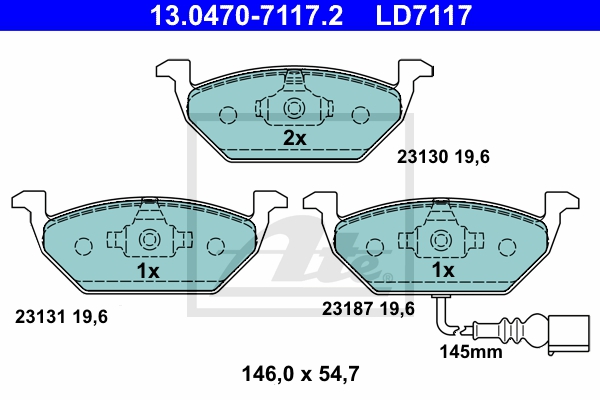 ATE Bremsensatz, Scheibenbremse sg00000d2d Vorderachse belüftet 256mm 22mm für SEAT VAG SKODA