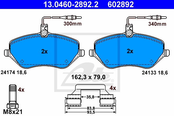 ATE Bremsensatz, Scheibenbremse sg00000d2m Vorderachse Voll 330mm 30mm für PEUGEOT CITROËN
