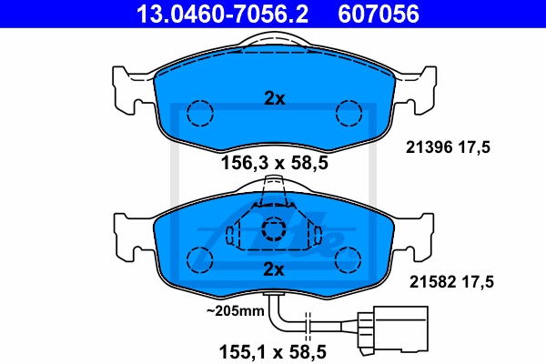 ATE Bremsensatz, Scheibenbremse sg00000d2y Hinterachse belüftet 253mm 24mm für FORD