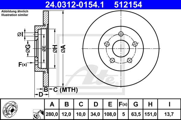 ATE Bremsensatz, Scheibenbremse sg00000d3c Hinterachse Voll 300mm 23mm für FORD RENAULT JAGUAR