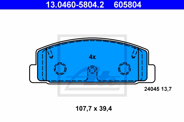 ATE Bremsensatz, Scheibenbremse sg00000d3n Hinterachse Voll 261mm 10mm für FORD MAZDA