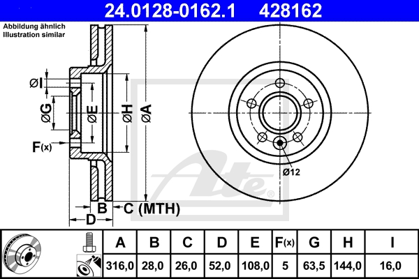 ATE Bremsensatz, Scheibenbremse sg00000d3q Hinterachse Voll 302mm 11mm für FORD VOLVO LAND ROVER