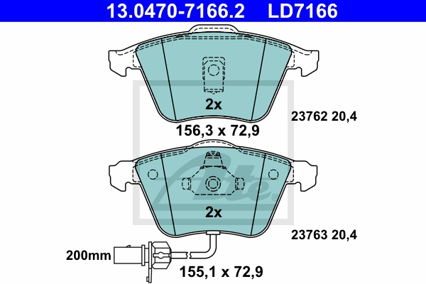 ATE Bremsensatz, Scheibenbremse sg00000d3t Hinterachse Voll 320mm 10mm für SEAT VAG