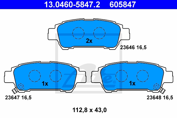 ATE Bremsensatz, Scheibenbremse sg00000d3y Hinterachse Voll 291mm 12mm für TOYOTA