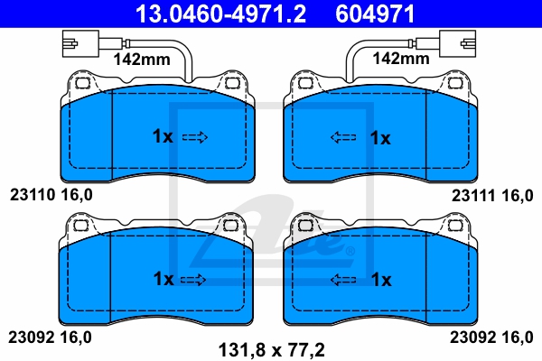 ATE Bremsensatz, Scheibenbremse sg00000d46 Hinterachse Voll 276mm 28mm für FIAT