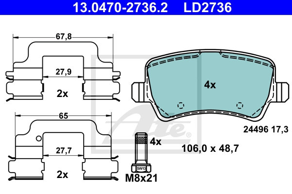 ATE Bremsensatz, Scheibenbremse sg00000d60 Hinterachse belüftet 300mm 28mm für FORD VOLVO LAND ROVER